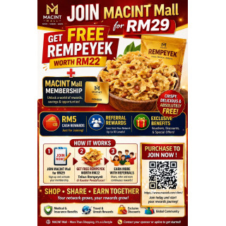 MACINT Mall special membership, FREE items RM20, Cash rewards RM5