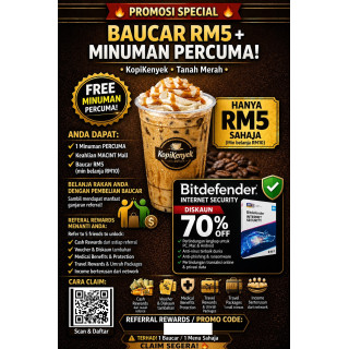 Baucar RM5 KopiKenyek + Minuman PERCUMA (Min RM10)