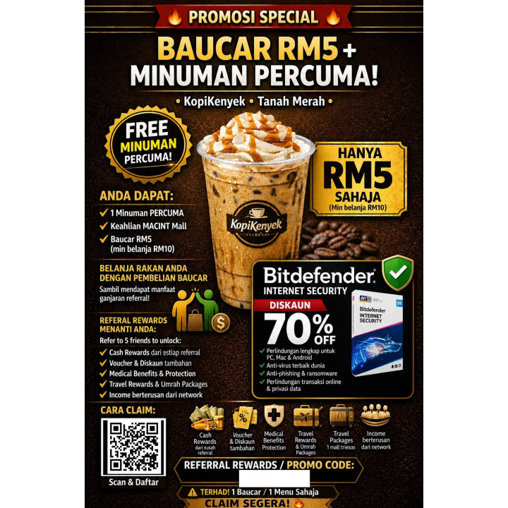 Baucar RM5 KopiKenyek + Minuman PERCUMA (Min RM10)