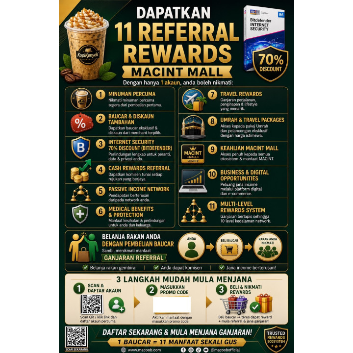 Baucar RM5 KopiKenyek + Minuman PERCUMA (Min RM10)