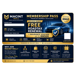 FREE roadtax renewal with insurance voucher up to RM500 Registrations Fee