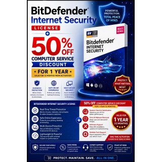 BitDefender Internet Security & Antivirus License with 50% Service Discount