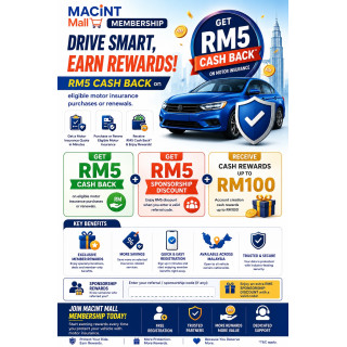 MACINT Mall Membership | RM5 Motor Insurance Cash Back