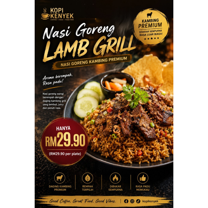 Nasi Goreng Lamb Grill | Premium Grilled Lamb Fried Rice | Kopi Kenyek