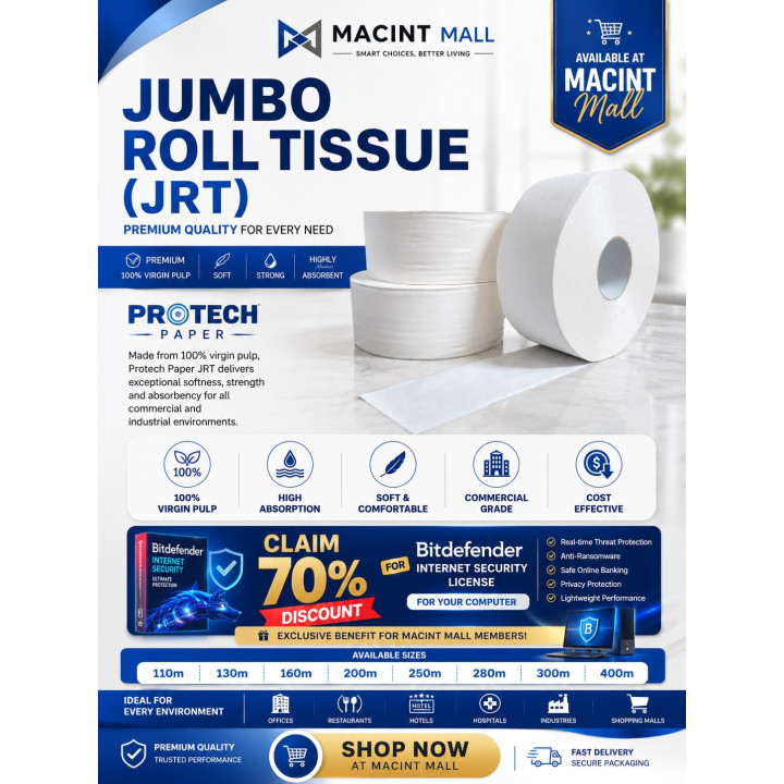 Jumbo Roll Tissue (JRT) | Premium Industrial Toilet Tissue Roll | MACINT Mall