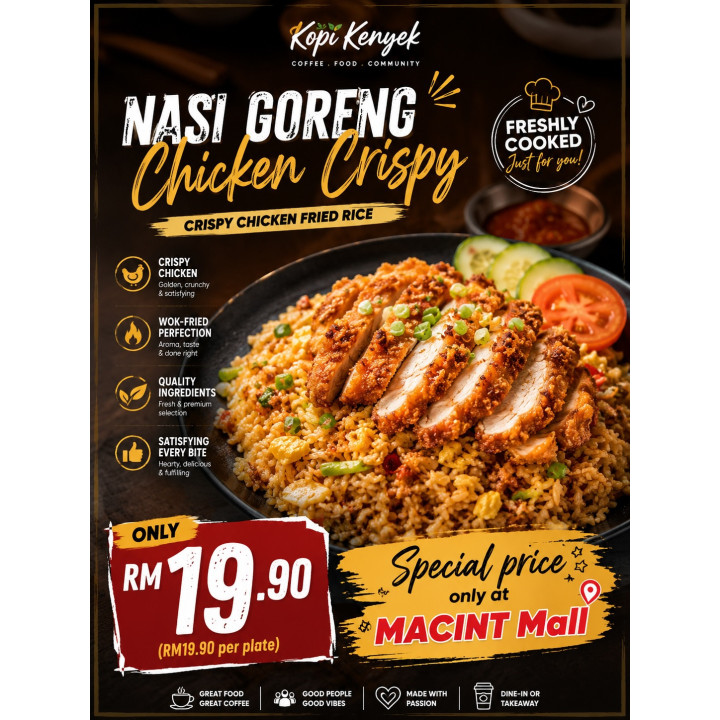 Nasi Goreng Chicken Crispy | Crispy Chicken Fried Rice | Kopi Kenyek