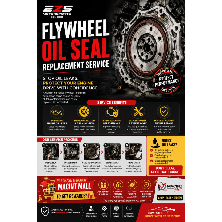 Flywheel Oil Seal Replacement Service | EZS Motorsports Malaysia