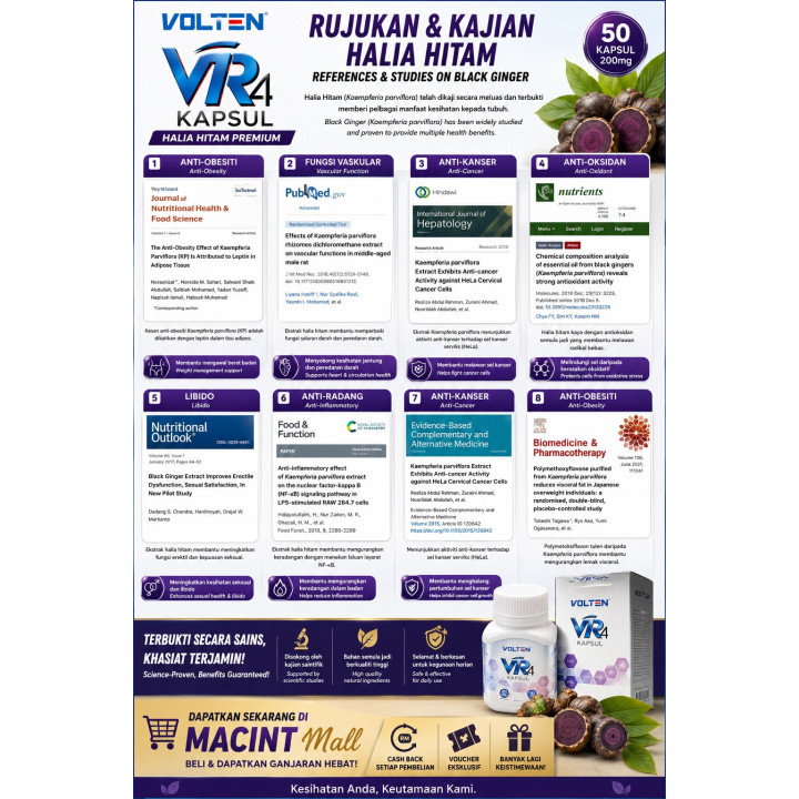 VR4 Black Ginger Extract Capsules | Natural Health Supplement Malaysia