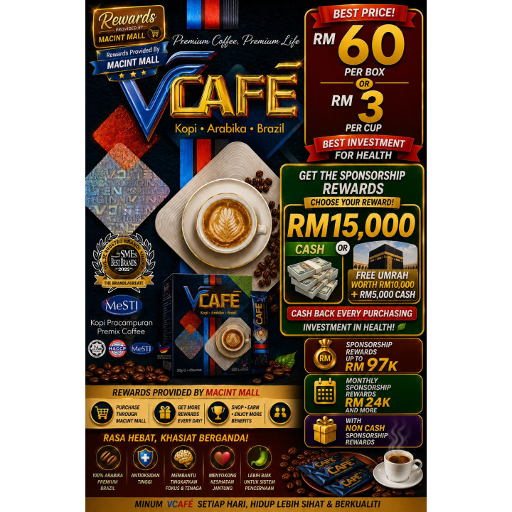 VCAFÉ Premium Arabika Brazil Coffee | 20 Sachets