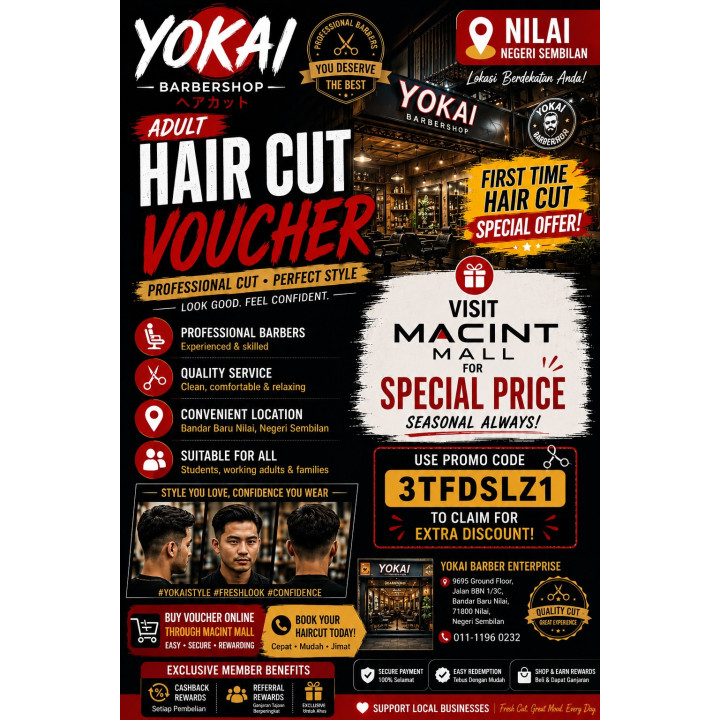 Barbershop Haircut Voucher RM18 | Nilai, Negeri Sembilan