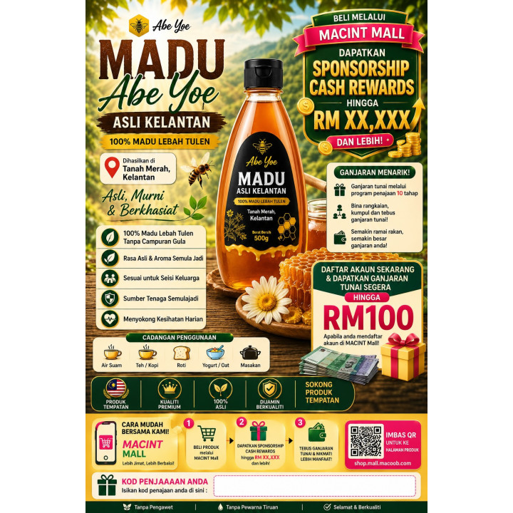 Madu Abe Yoe Asli Kelantan | 100% Madu Lebah Tulen Tanah Merah