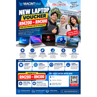 New Laptop Voucher RM200–RM300 for Politeknik Nilai Students | MACINT Mall
