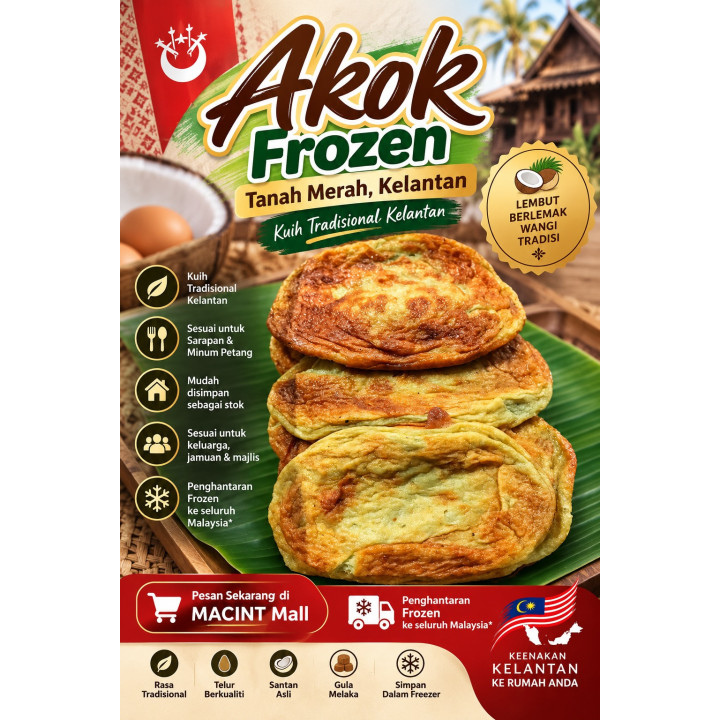 Akok Frozen Tanah Merah Kelantan – Kuih Tradisional Kelantan