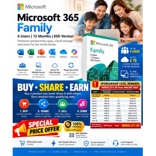 Microsoft 365 Family 6 Users ESD – 12 Months | Office Word Excel PowerPoint OneDrive
